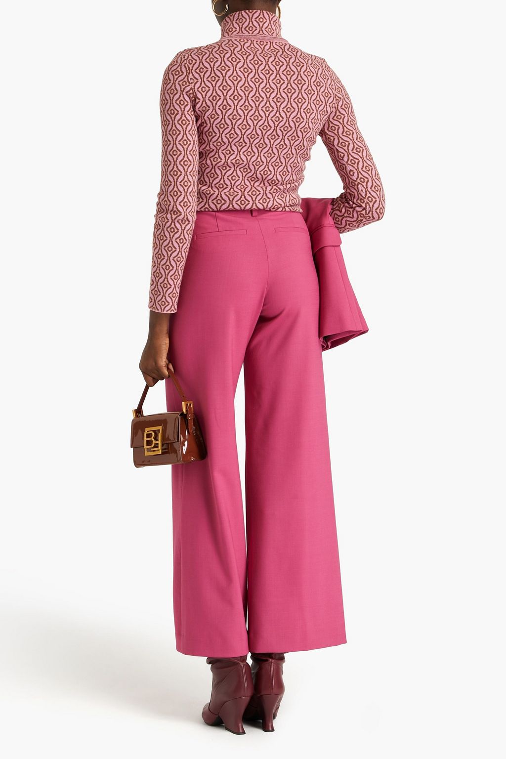 MAJE Wool-blend twill wide-leg pants