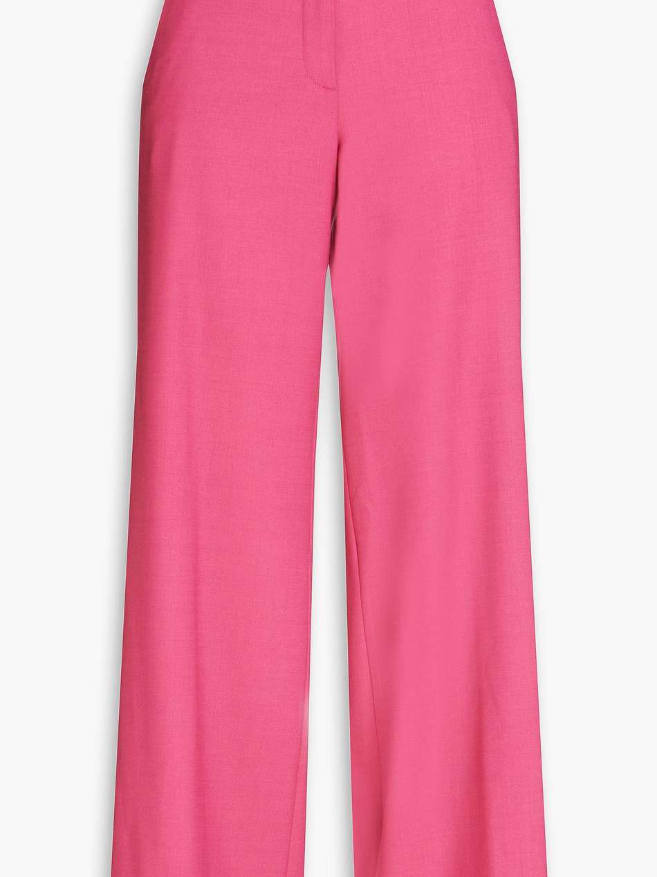 wool-blend twill wide-leg pants