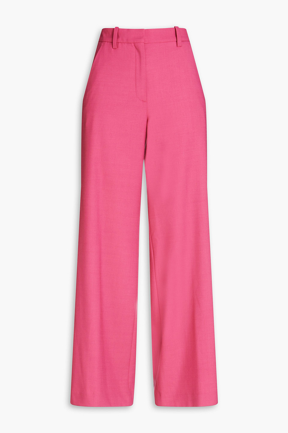 Wool-blend twill wide-leg pants