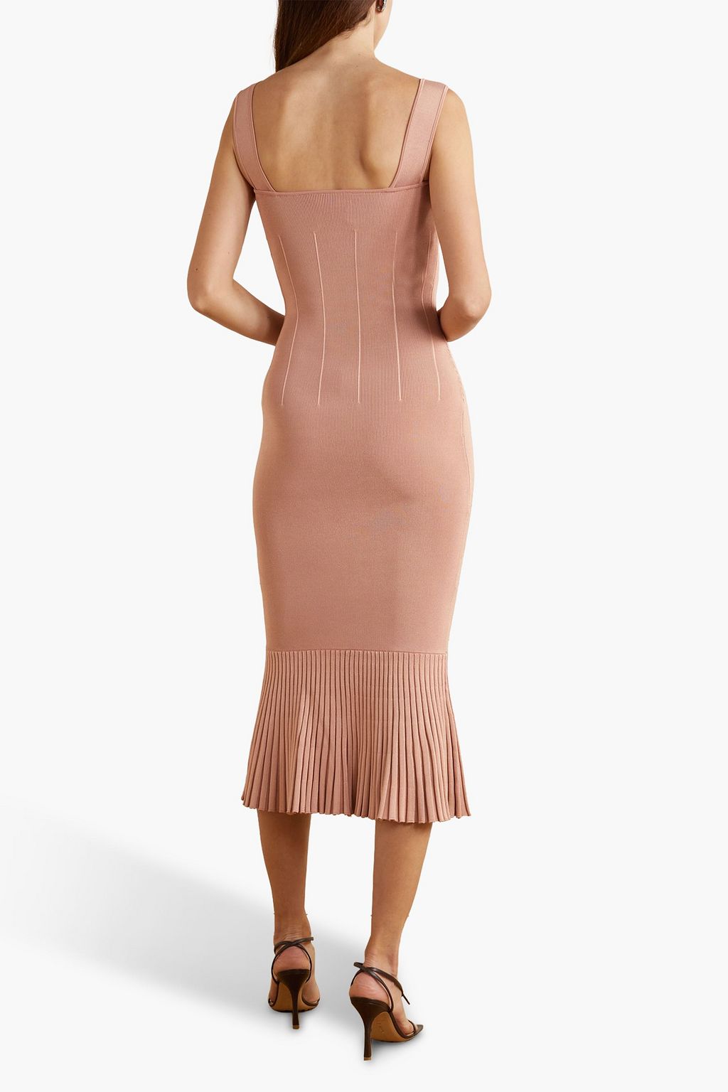 GALVAN  LONDON Atalanta ausgestelltes Midikleid aus Stretch-Strick mit Falten