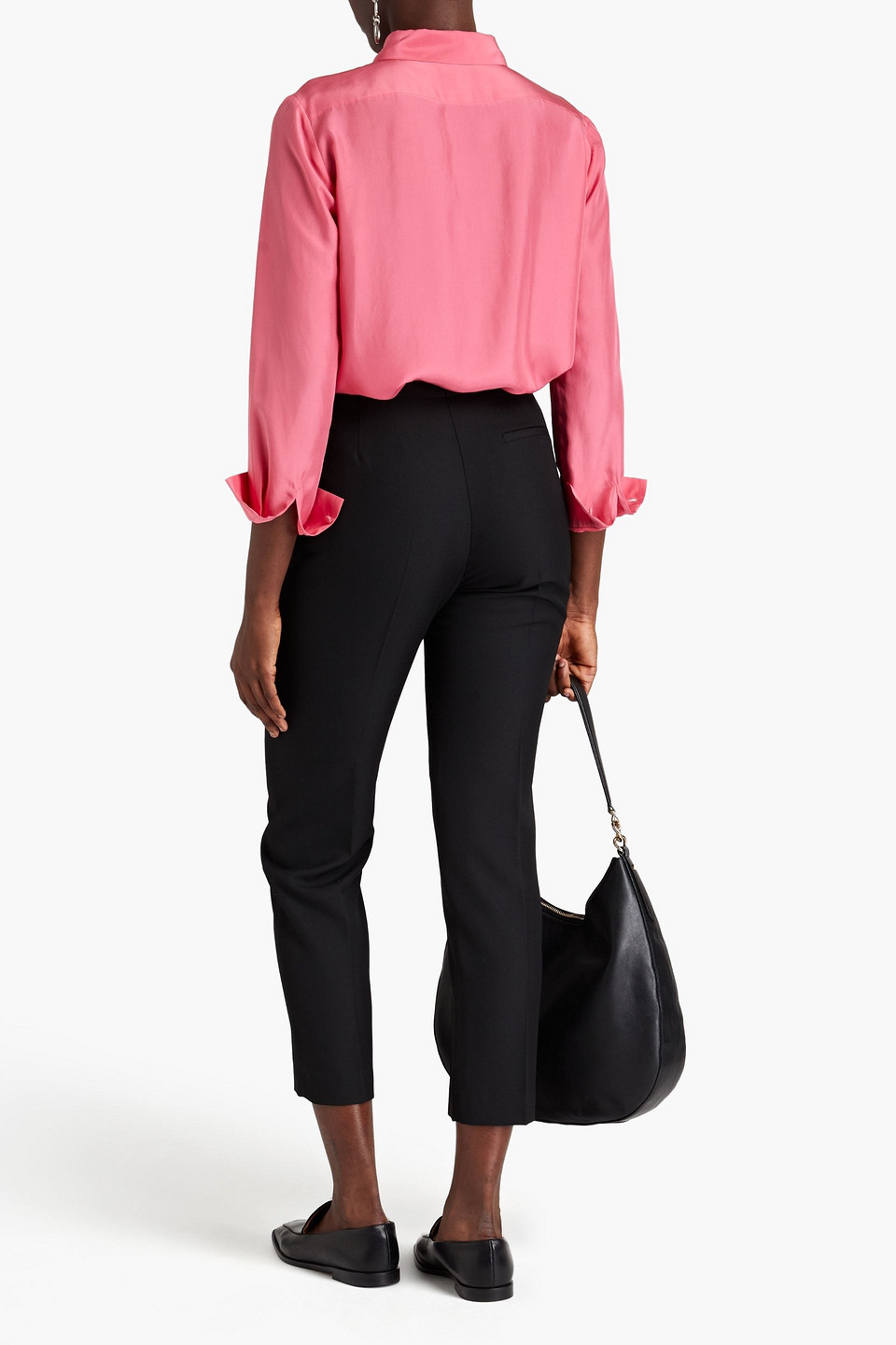 Maje Cropped Twill Tapered Pants In Black
