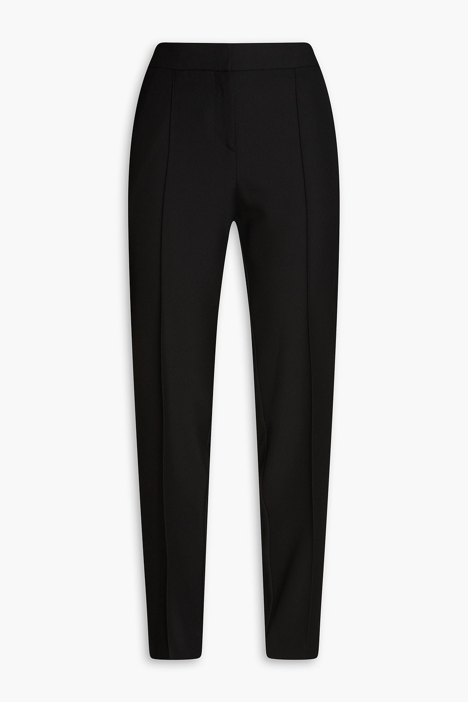 Maje Cropped Twill Tapered Trousers In Black