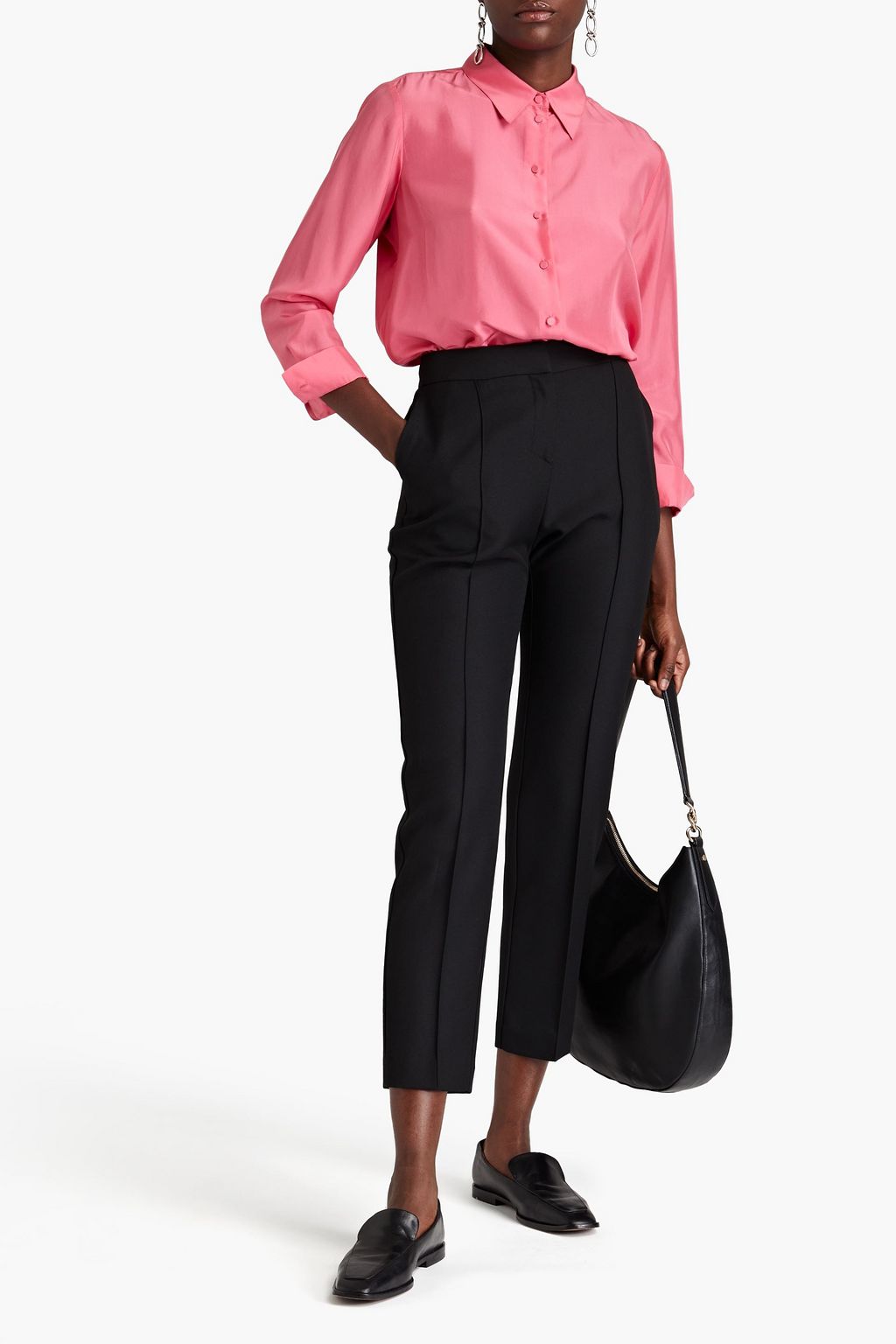 MAJE Cropped twill tapered pants
