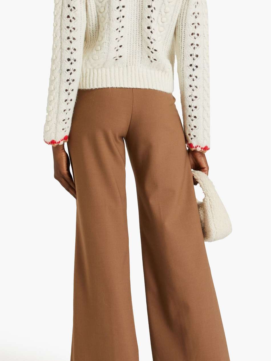 wool-blend twill wide-leg pants