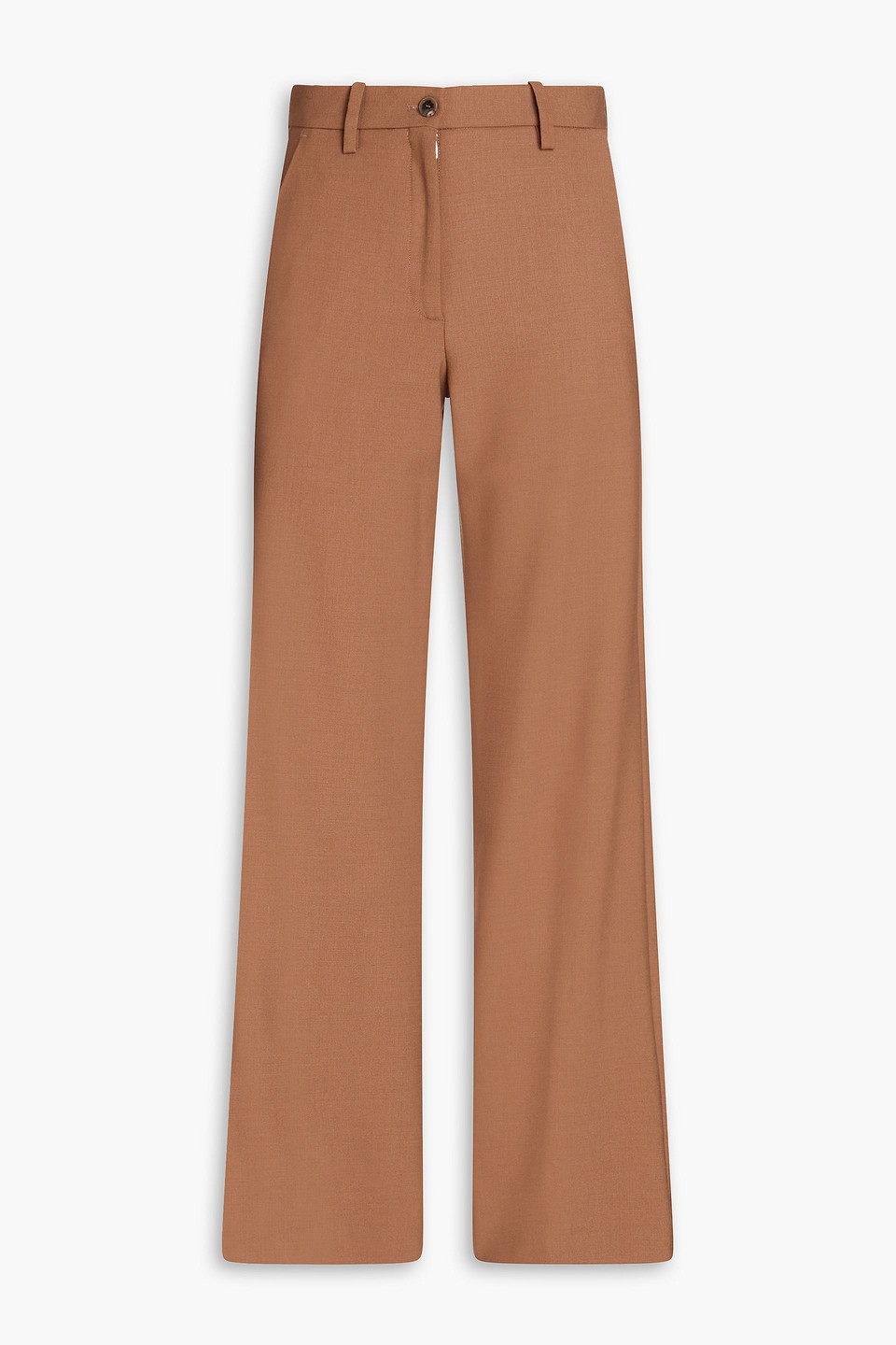 Wool-blend twill wide-leg pants