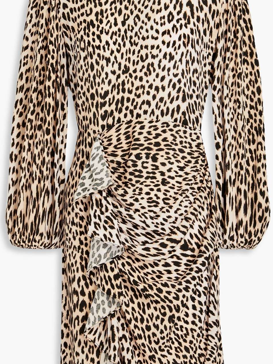 ruffled leopard-print crepe mini dress