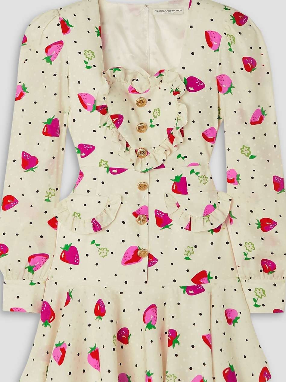 ruffled printed silk mini dress
