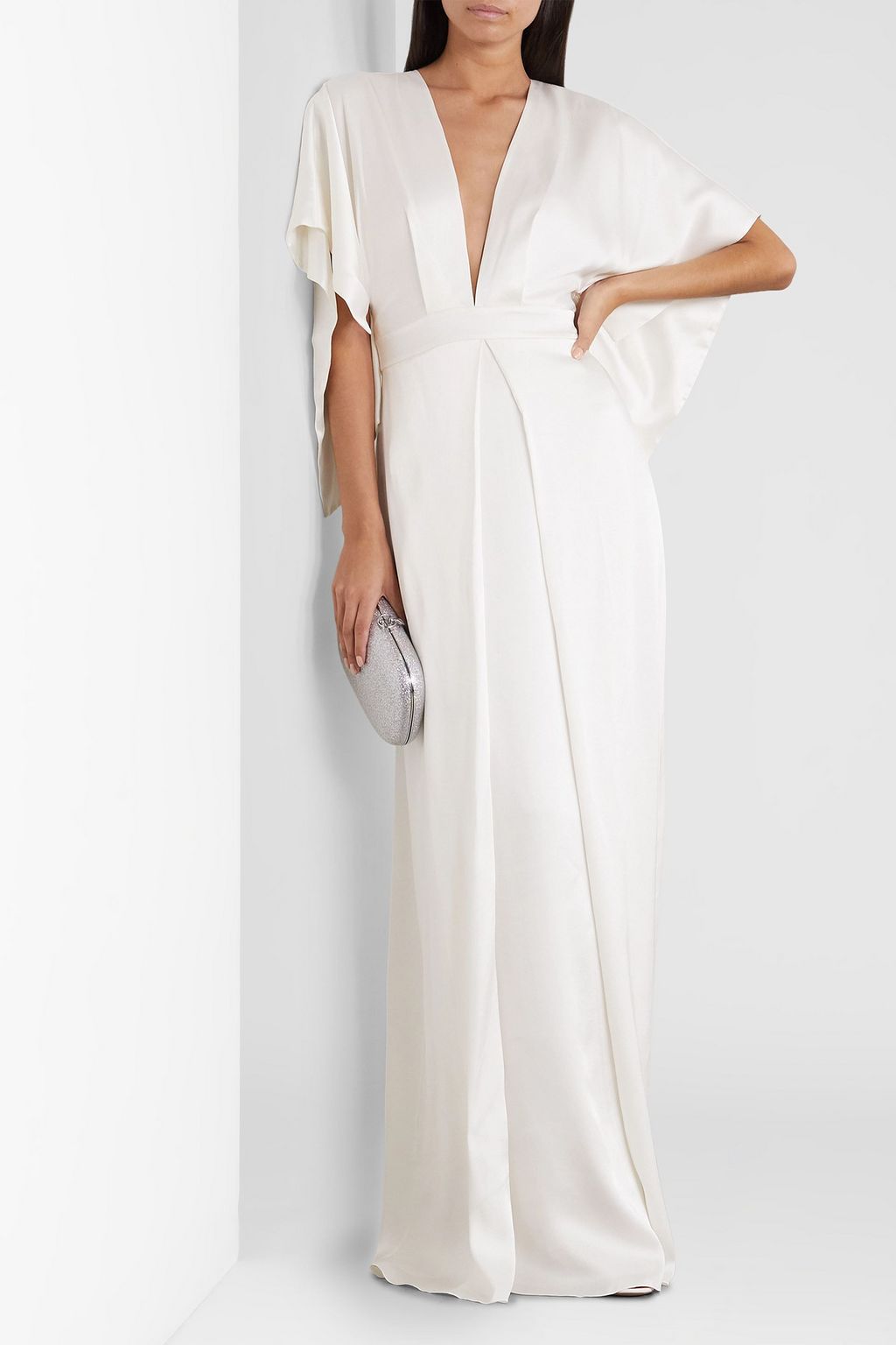 TEMPERLEY LONDON فستان سهرة بأسلوب كاب من حرير ساتان مزين بفتحات