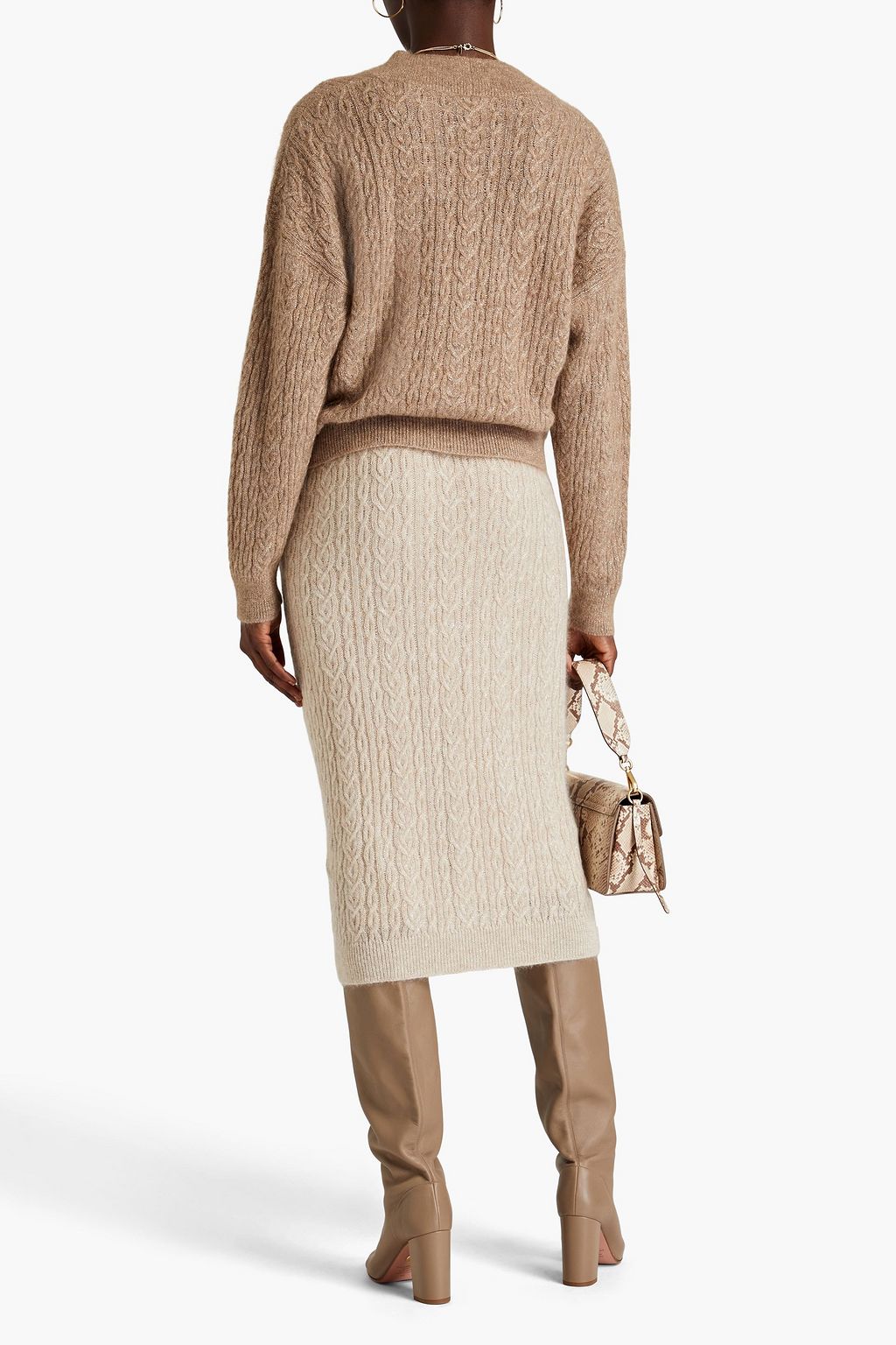 BRUNELLO CUCINELLI 케이블 니트 미디 스커트
