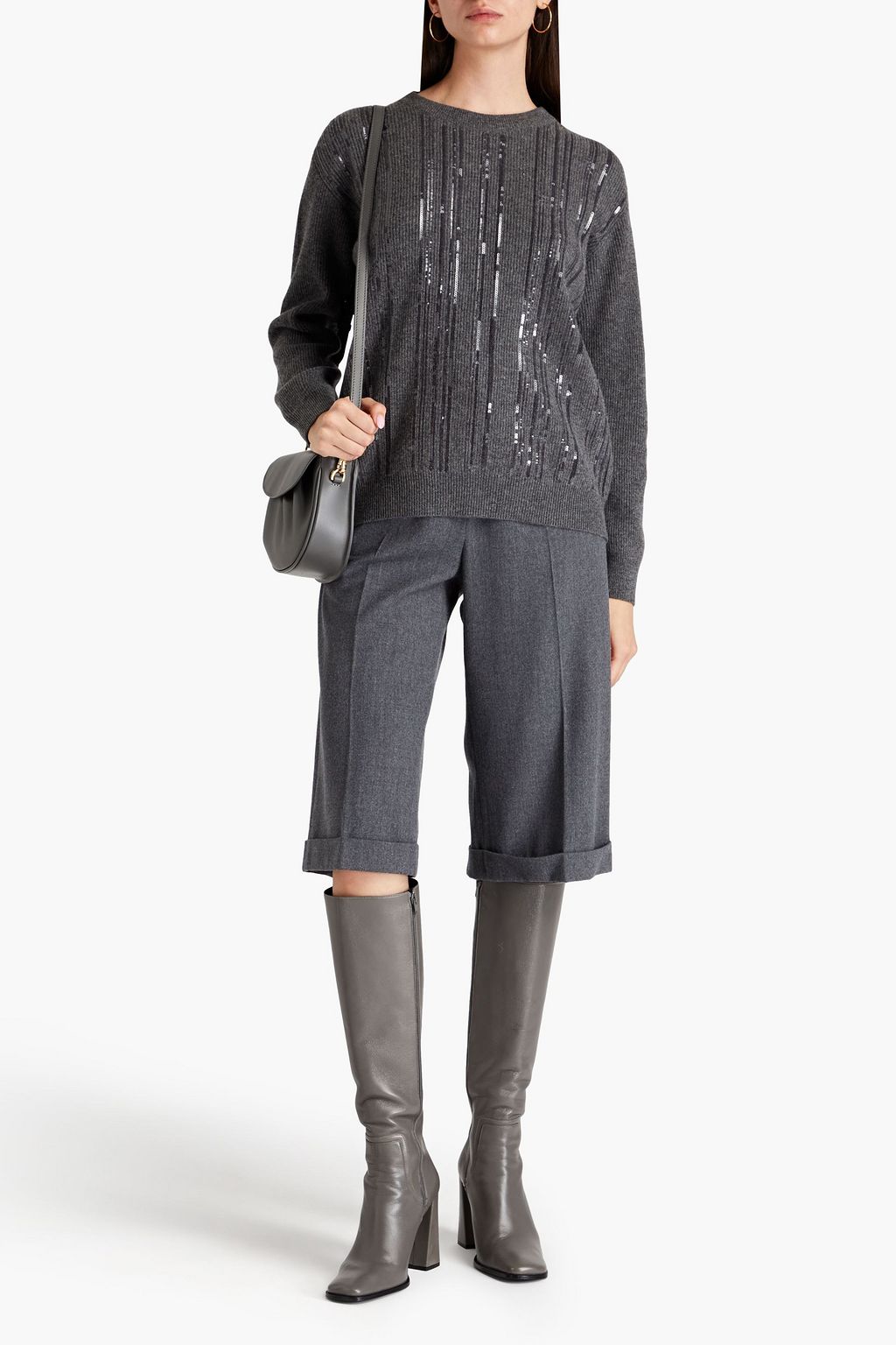 BRUNELLO CUCINELLI Pullover aus einer Woll-, Kaschmir-Seidenmischung mit Verzierung