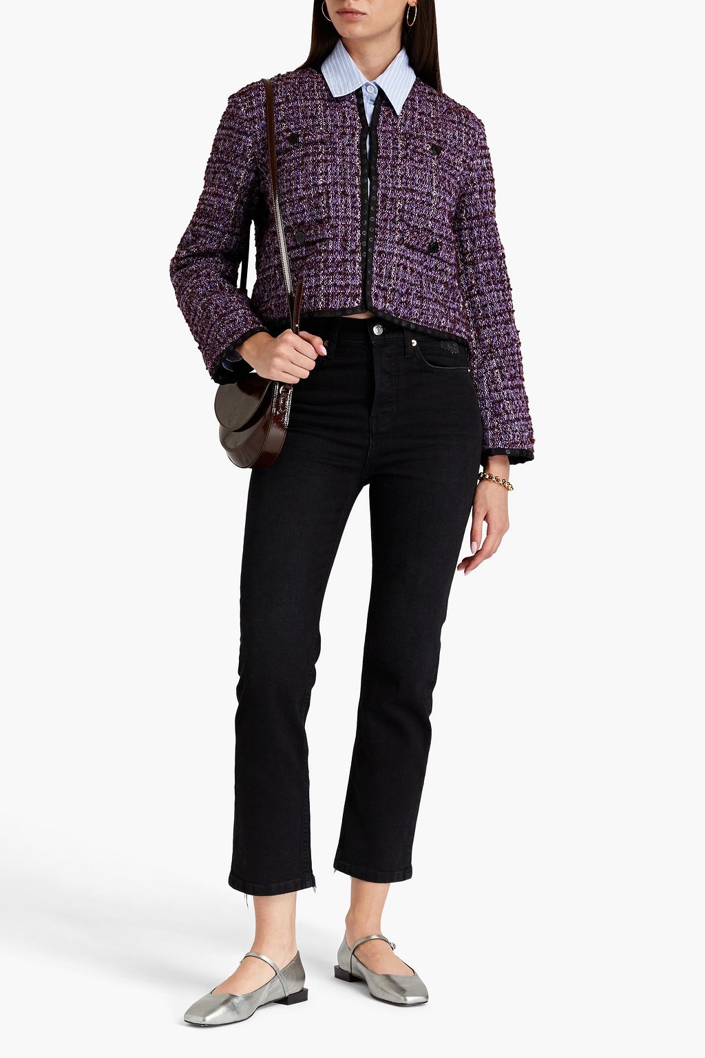 MAJE Hoch sitzende Cropped Jeans mit geradem Bein in Distressed-Optik