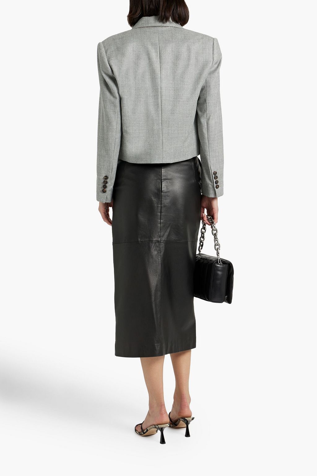 BRUNELLO CUCINELLI Cropped mélange wool-blend blazer