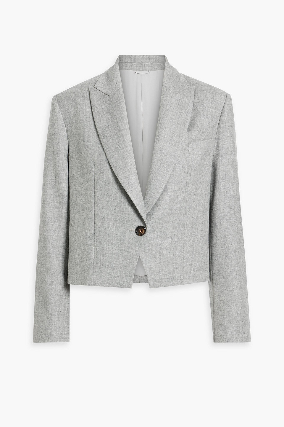 Brunello Cucinelli Cropped Mélange Wool-blend Blazer In Light Gray