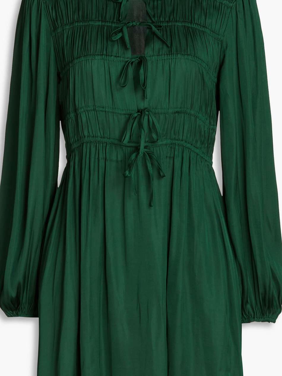 shirred satin mini dress