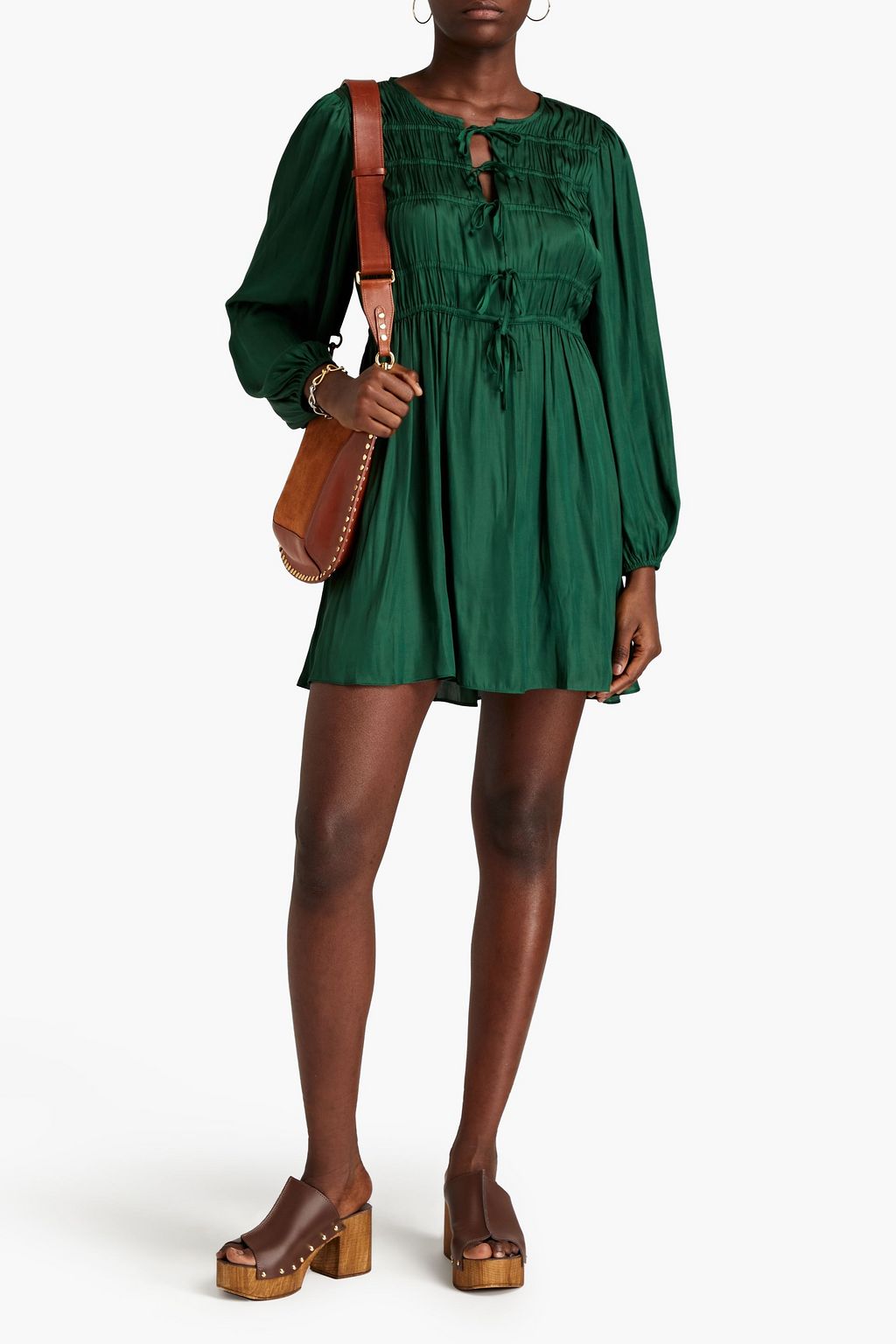 MAJE Minikleid aus Satin mit Raffung