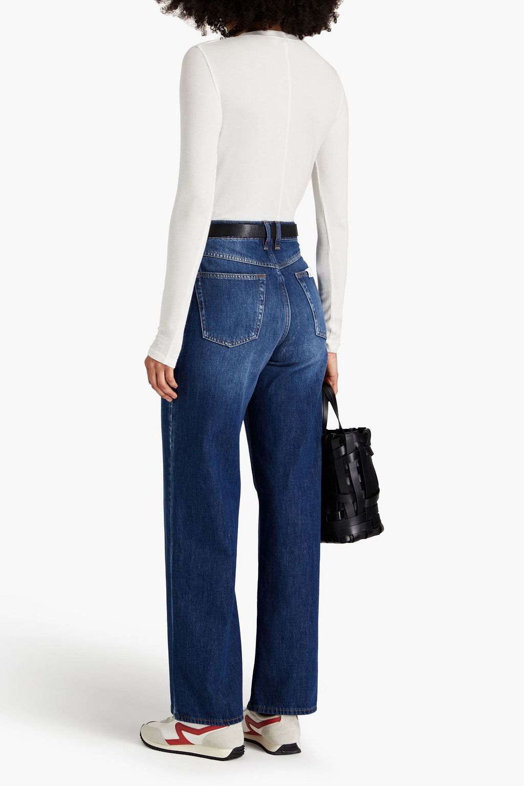 FRAME High N Tight faded high-rise wide-leg jeans