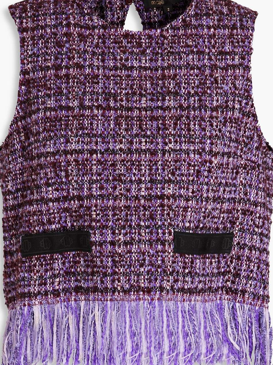fringed tweed top