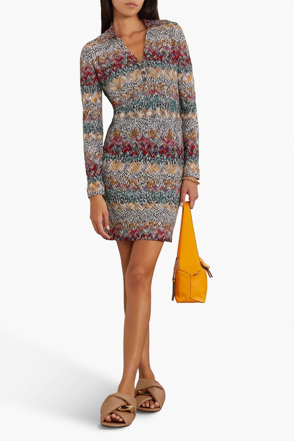 MISSONI Metallic crochet-knit mini dress