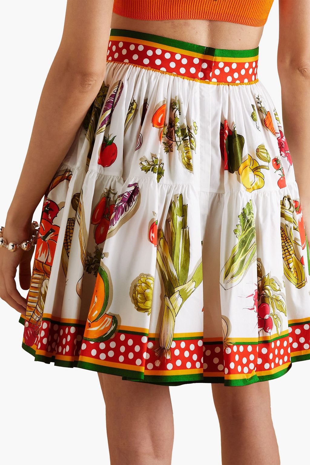 DOLCE&GABBANA Tiered printed cotton-poplin mini skirt