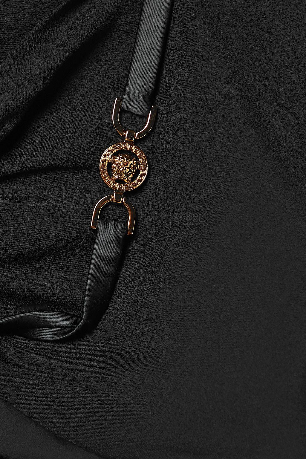 VERSACE Cropped ruched stretch-crepe top