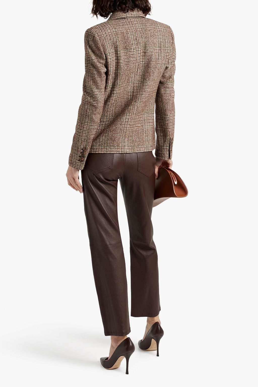 BRUNELLO CUCINELLI 더블 브레스티드 프린스 오브 웨일즈 체크 울 혼방 트위드 블레이저