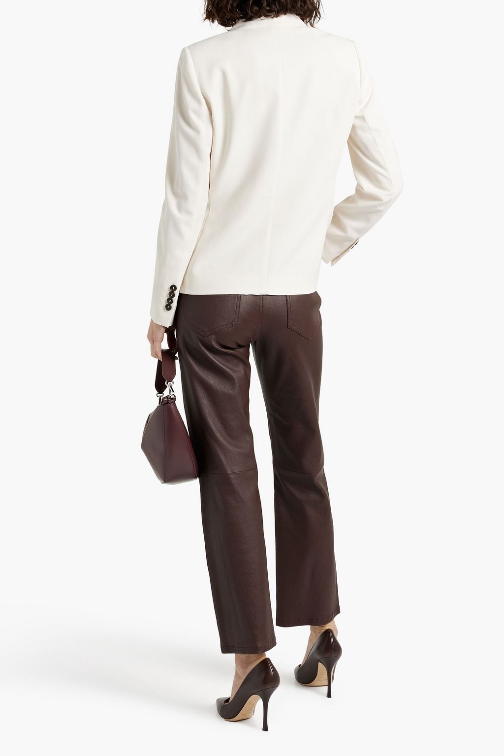 BRUNELLO CUCINELLI Double-breasted bead-embellished crepe blazer