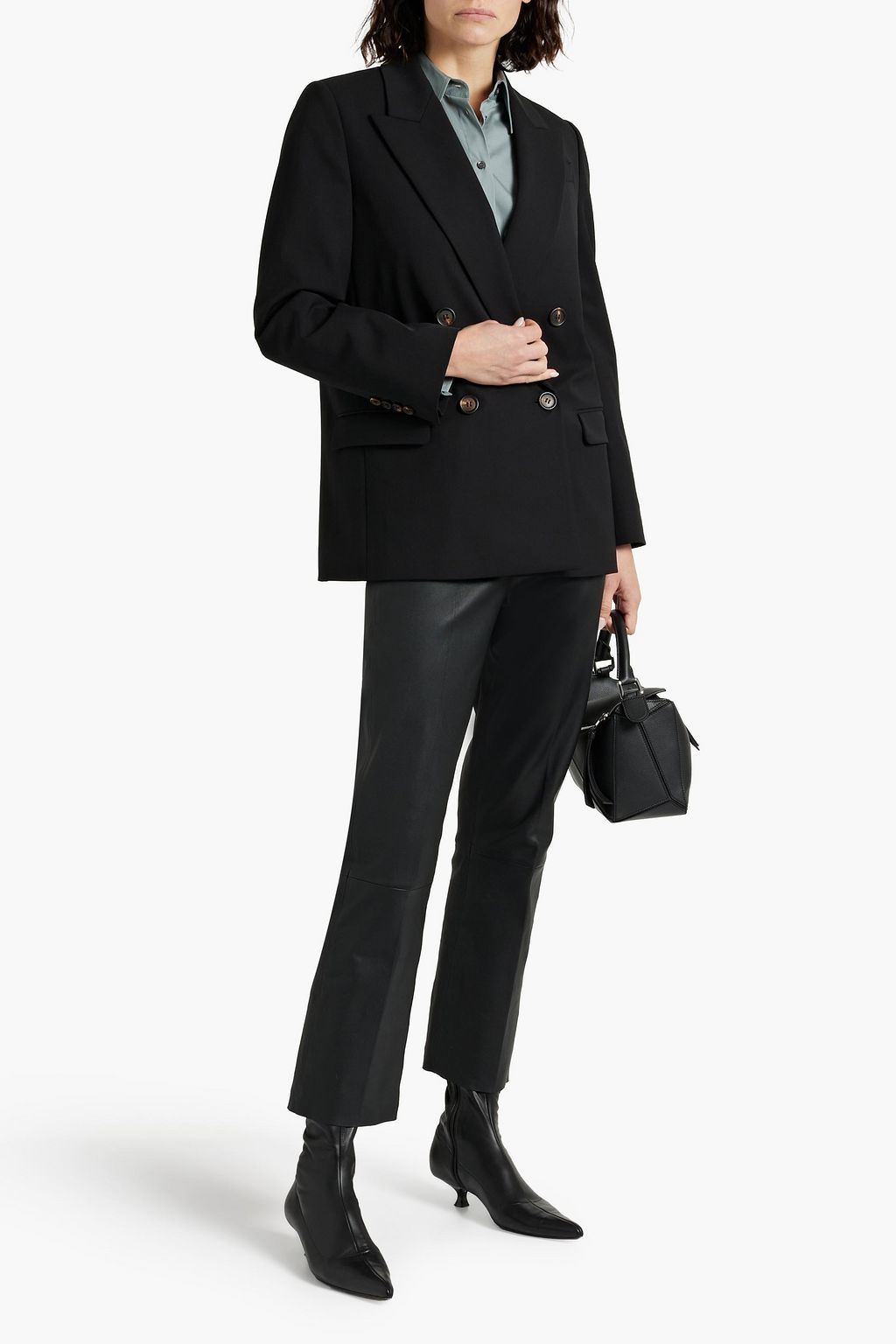 BRUNELLO CUCINELLI Double-breasted bead-embellished wool-blend twill blazer