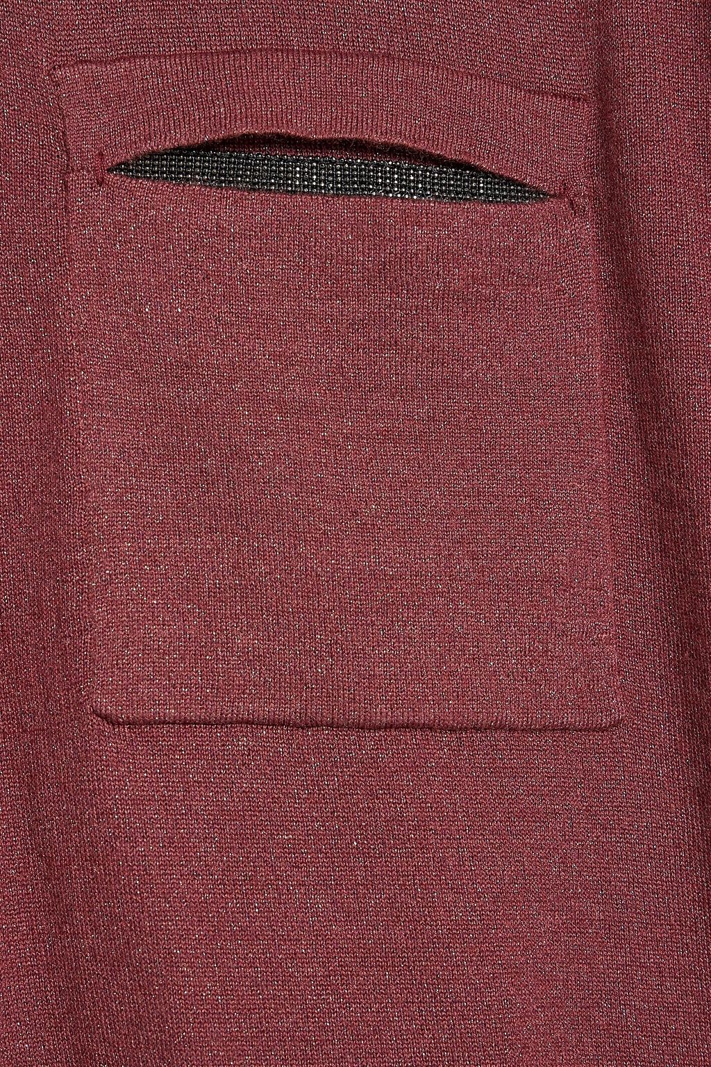 BRUNELLO CUCINELLI Bead-embellished metallic cashmere-blend turtleneck top