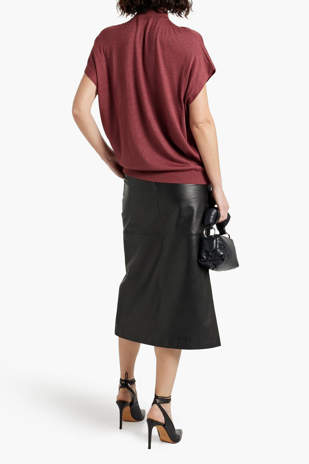 BRUNELLO CUCINELLI Bead-embellished metallic cashmere-blend turtleneck top