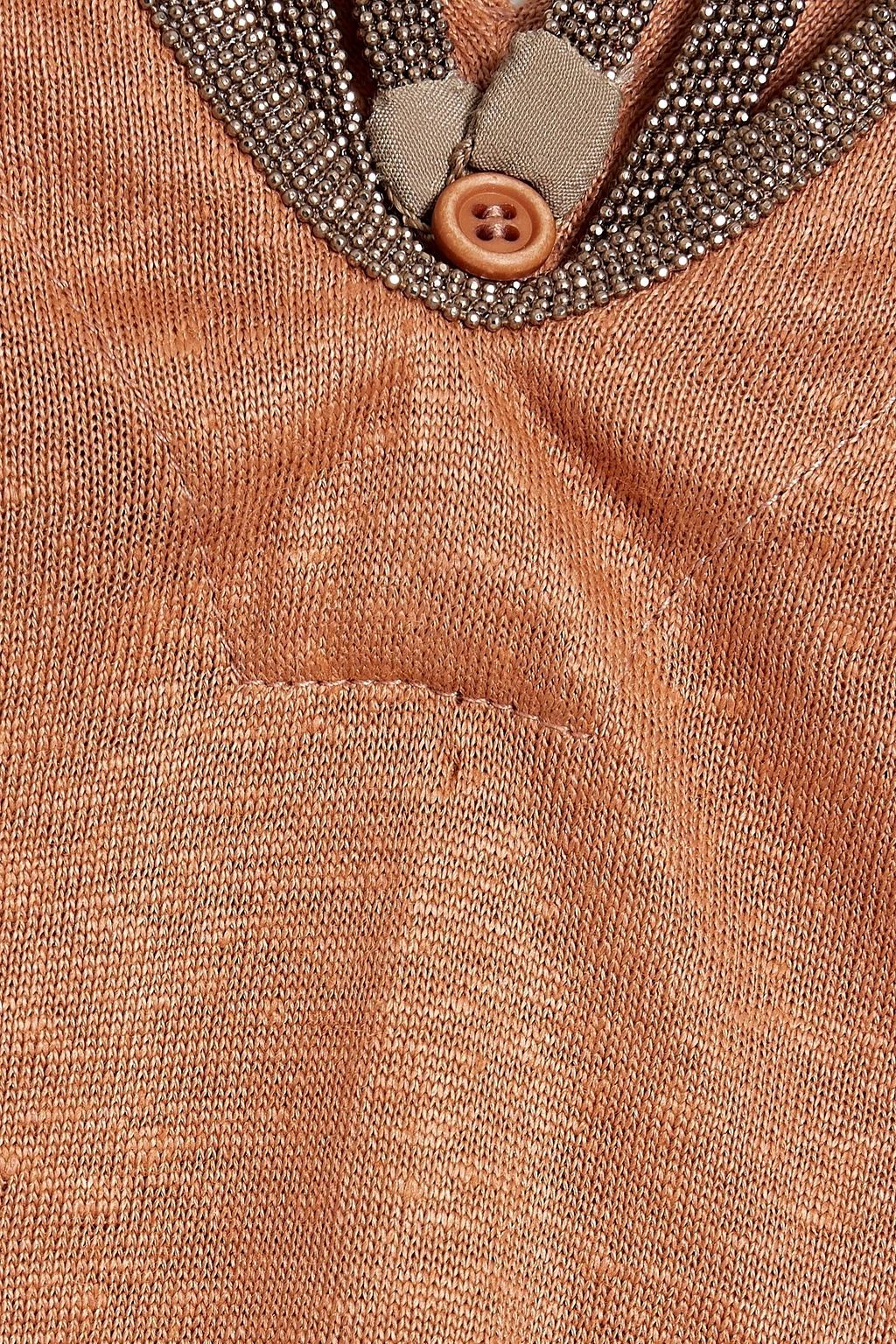BRUNELLO CUCINELLI Bead-embellished linen-jersey top