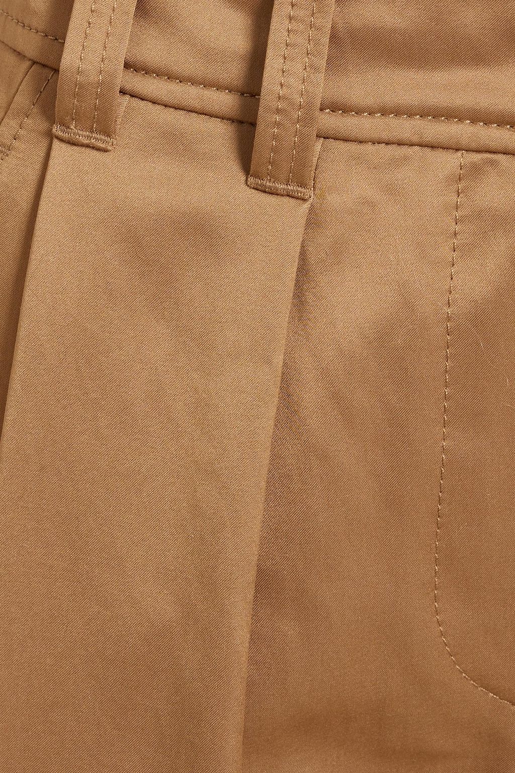 BRUNELLO CUCINELLI Bead-embellished cotton-blend satin straight-leg pants