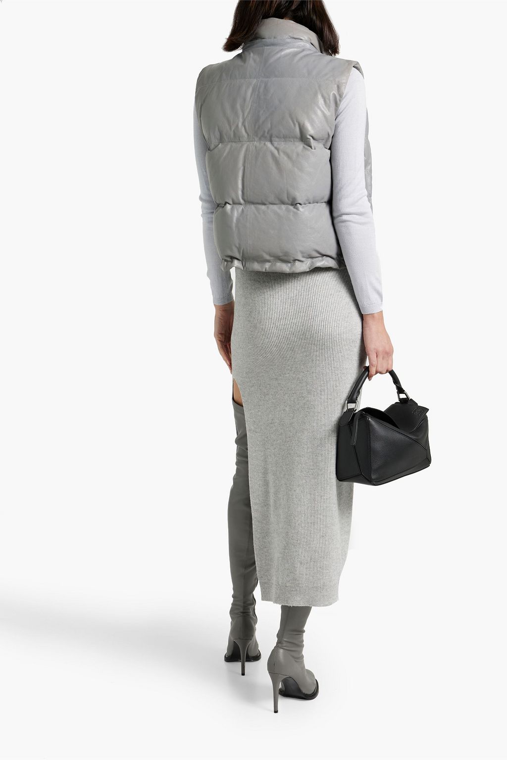 BRUNELLO CUCINELLI Ribbed wool, cashmere and silk-blend midi skirt