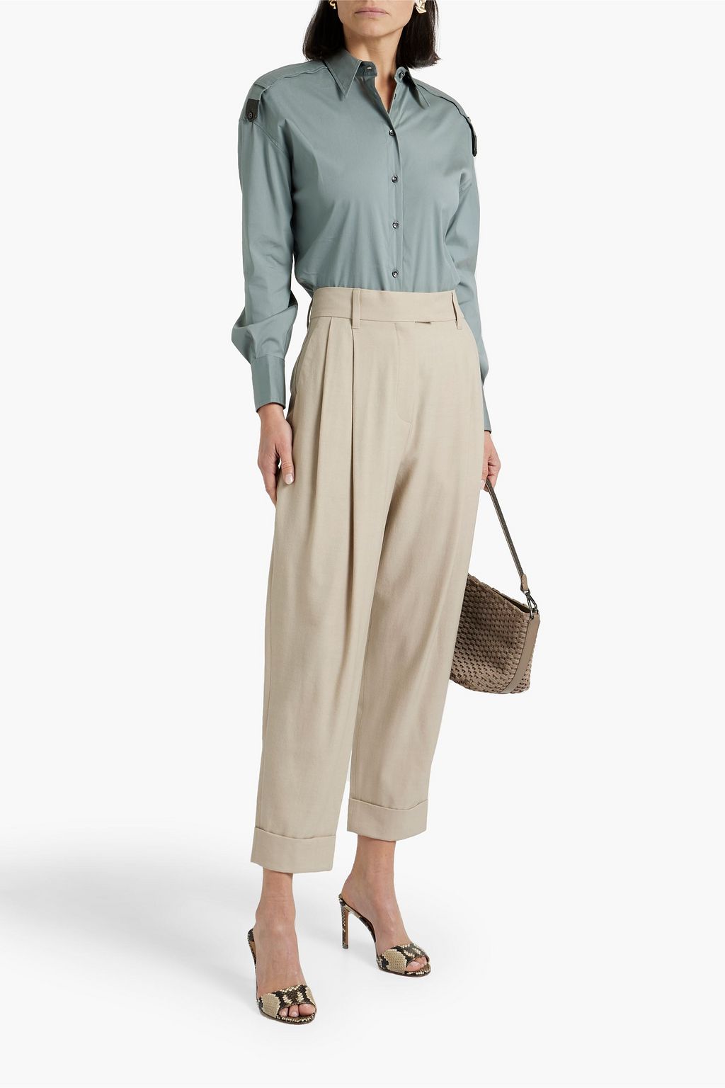 BRUNELLO CUCINELLI Pleated wool-blend twill tapered pants
