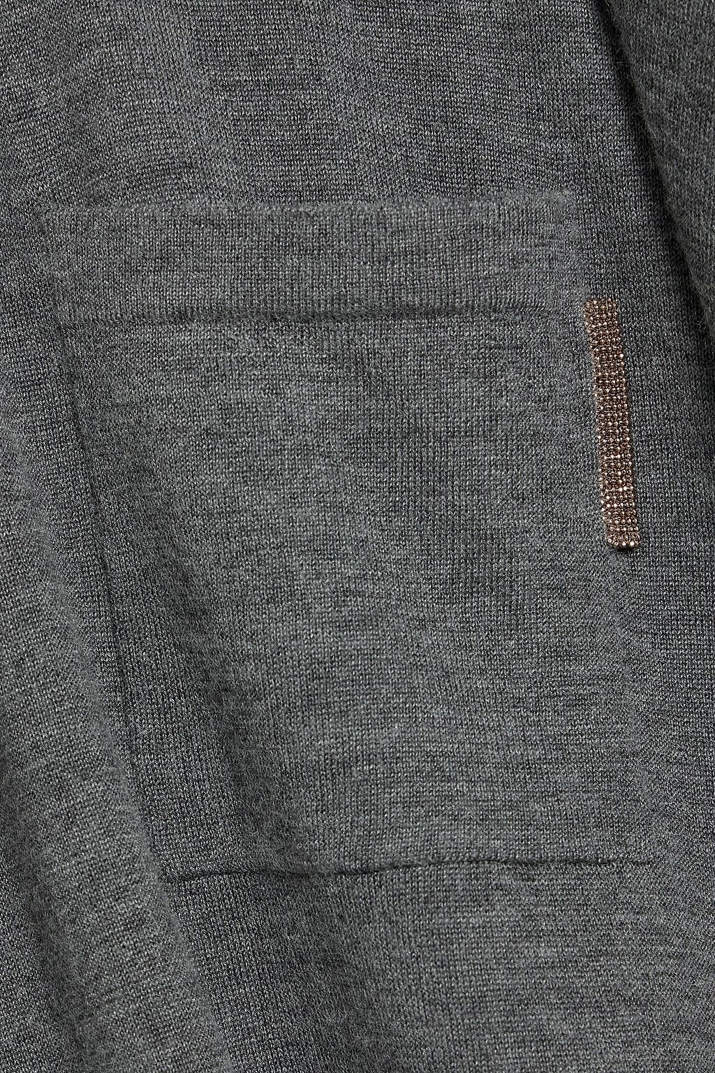 BRUNELLO CUCINELLI Bead-embellished cashmere and silk-blend turtleneck sweater