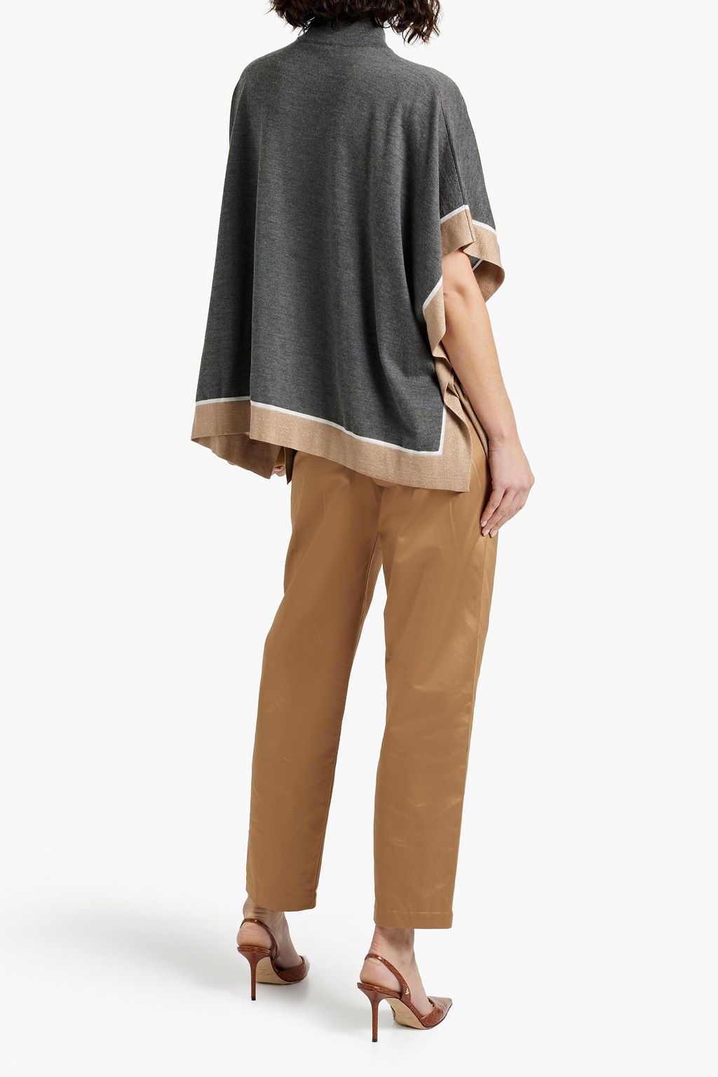BRUNELLO CUCINELLI Bead-embellished cashmere and silk-blend turtleneck sweater