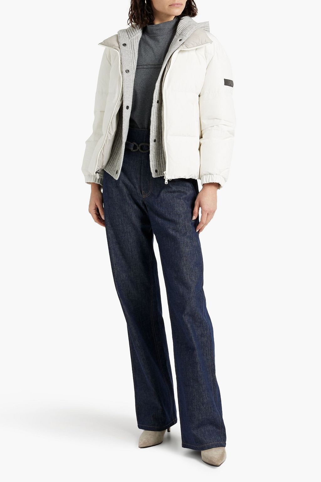 BRUNELLO CUCINELLI Bead-embellished quilted shell hooded down jacket