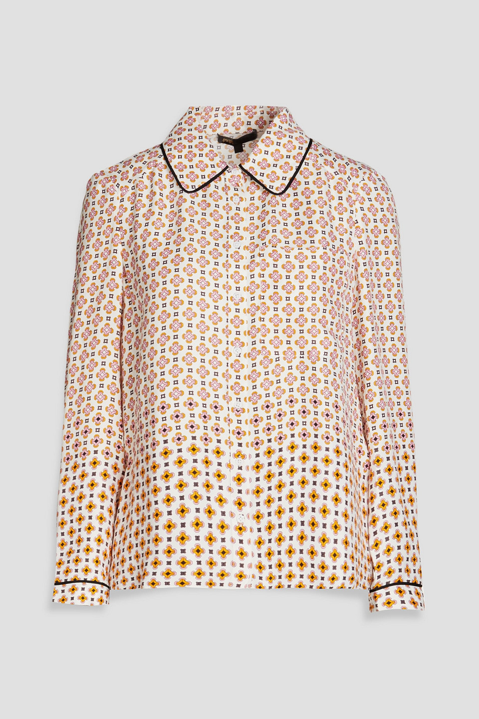 Maje Printed Satin-twill Shirt In White
