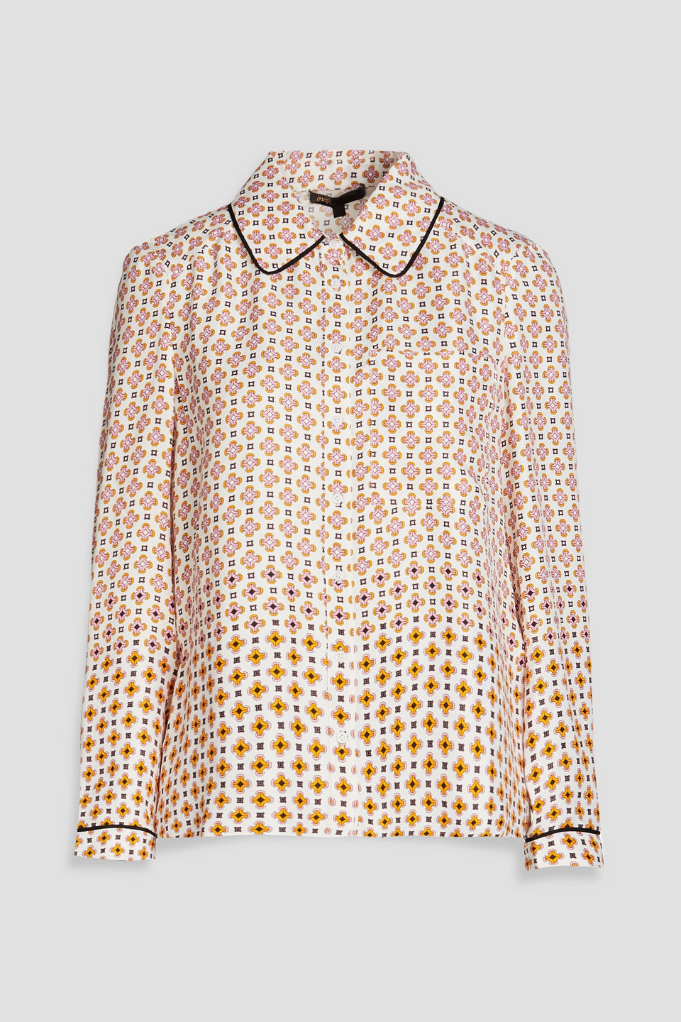 Maje Printed Satin-twill Shirt In Brown