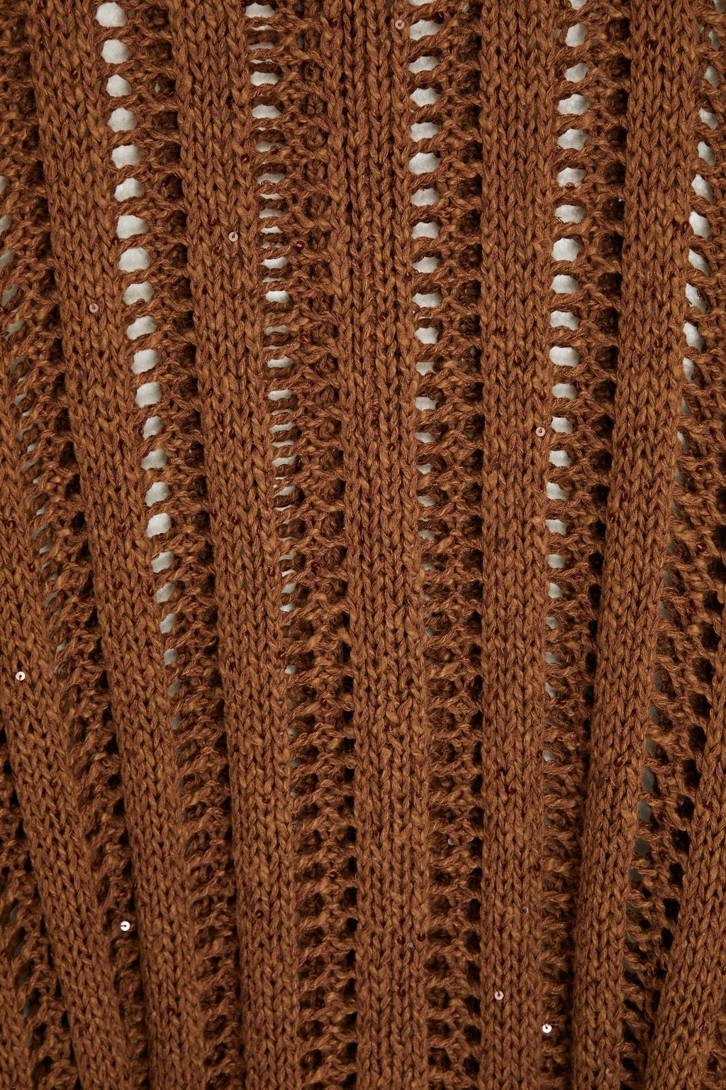 BRUNELLO CUCINELLI Bead-embellished open-knit cotton-blend poncho