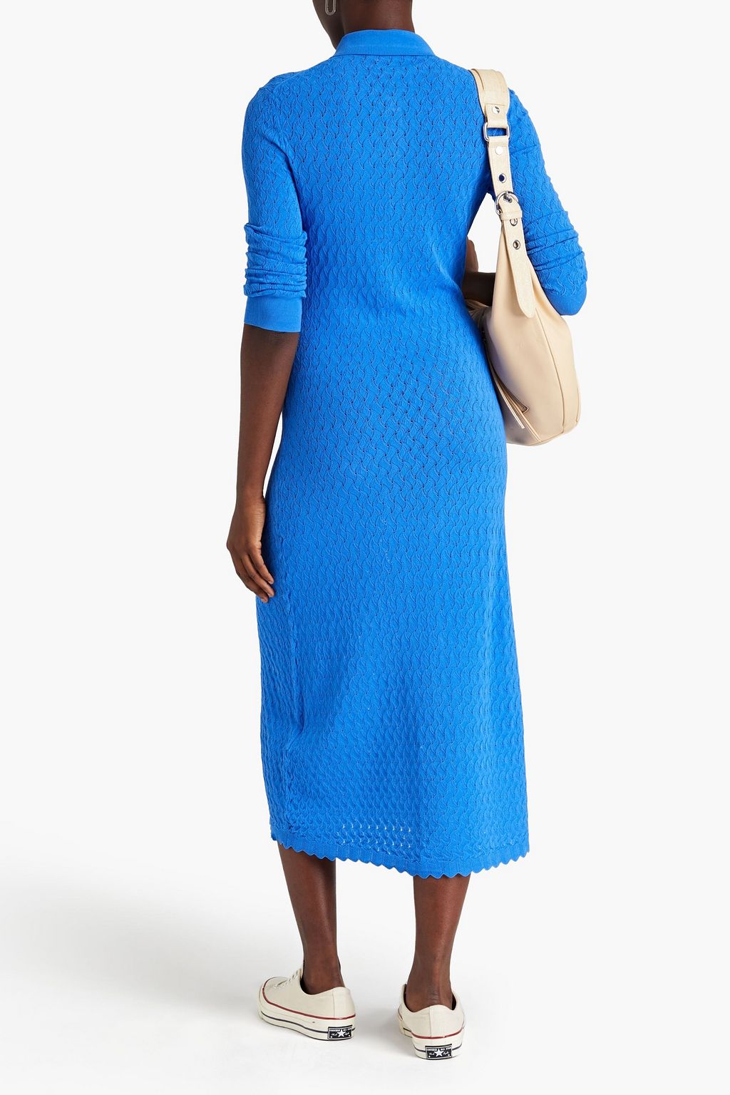 MAJE Crochet-knit midi shirt dress