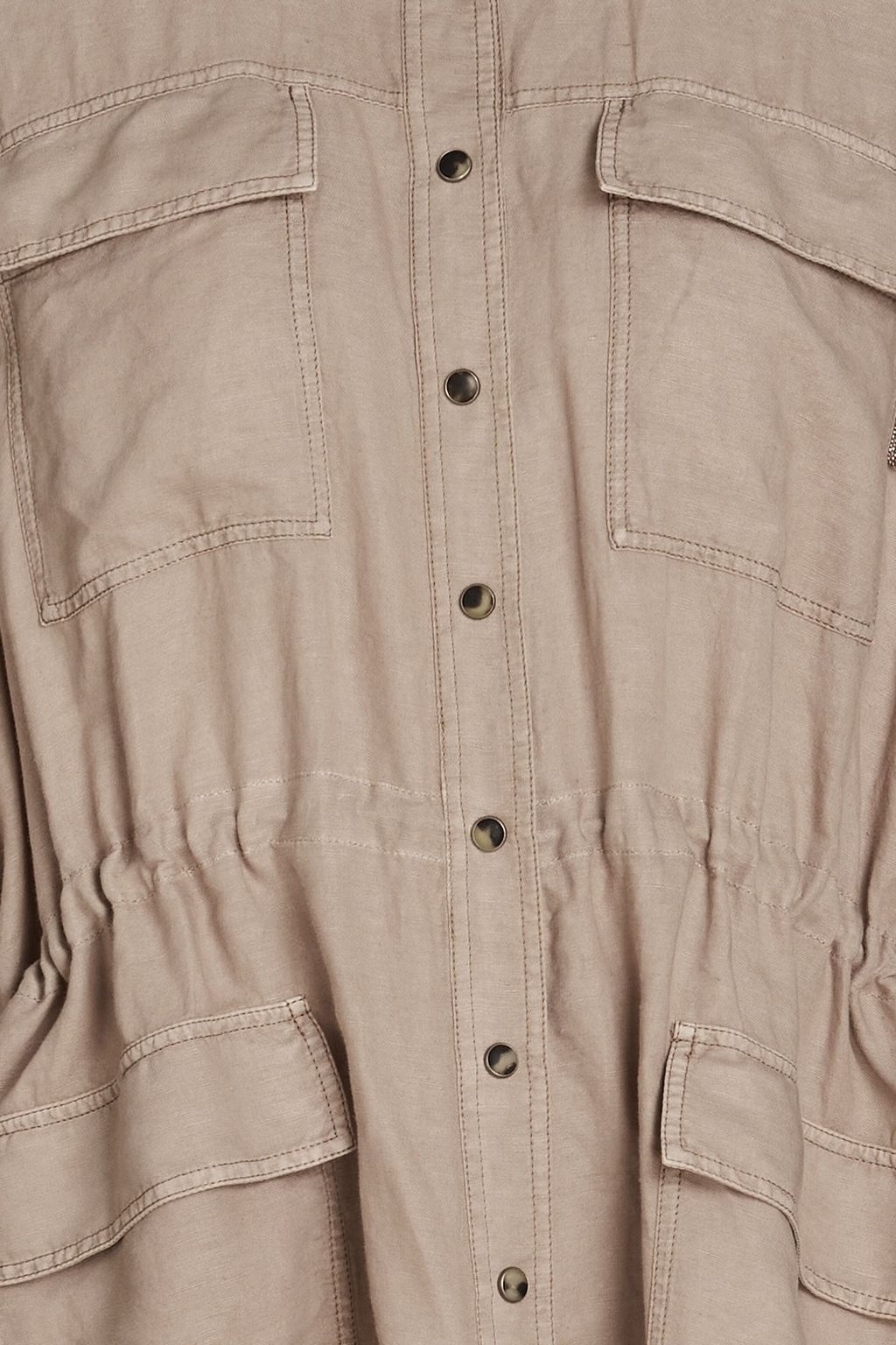 BRUNELLO CUCINELLI قميص مصنوع من مزيج من القطن والكتّان بتصميم مزموم مزين بالخرز
