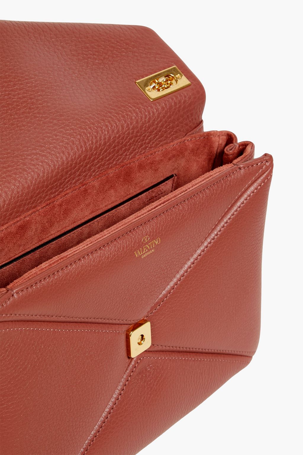 VALENTINO GARAVANI One Stud quilted pebbled-leather shoulder bag