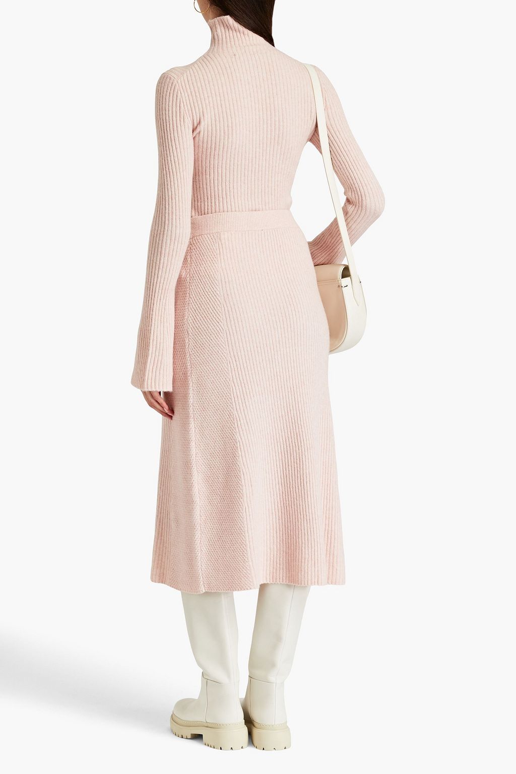 MAJE Ribbed-knit midi skirt