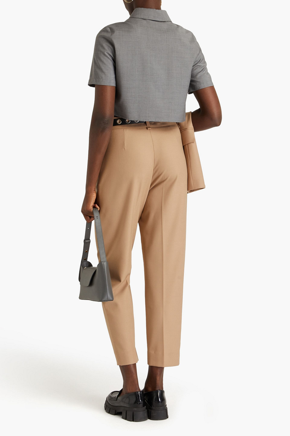 Maje Twill Tapered Pants In Camel