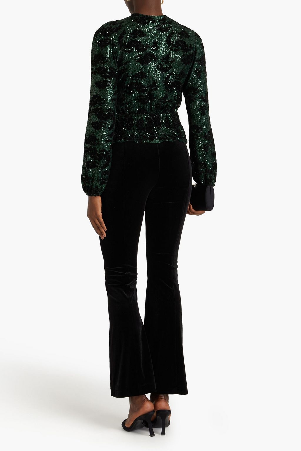 MAJE Sequin-embellished flocked mesh top