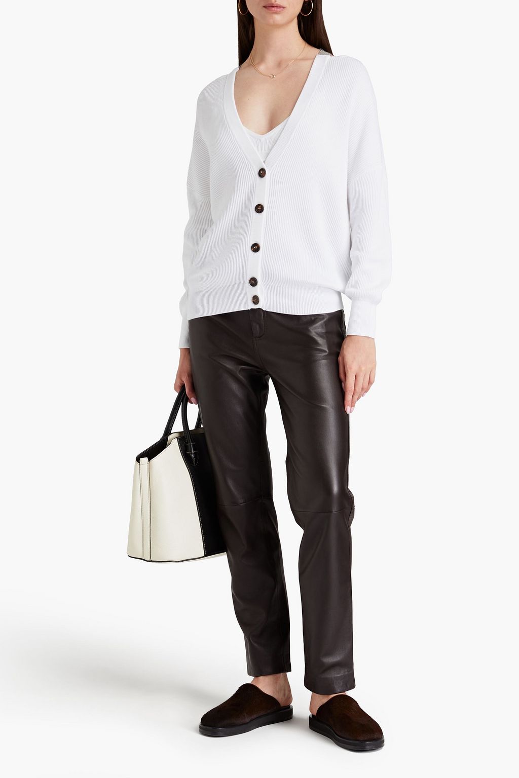 BRUNELLO CUCINELLI Bead-embellished ribbed cotton cardigan