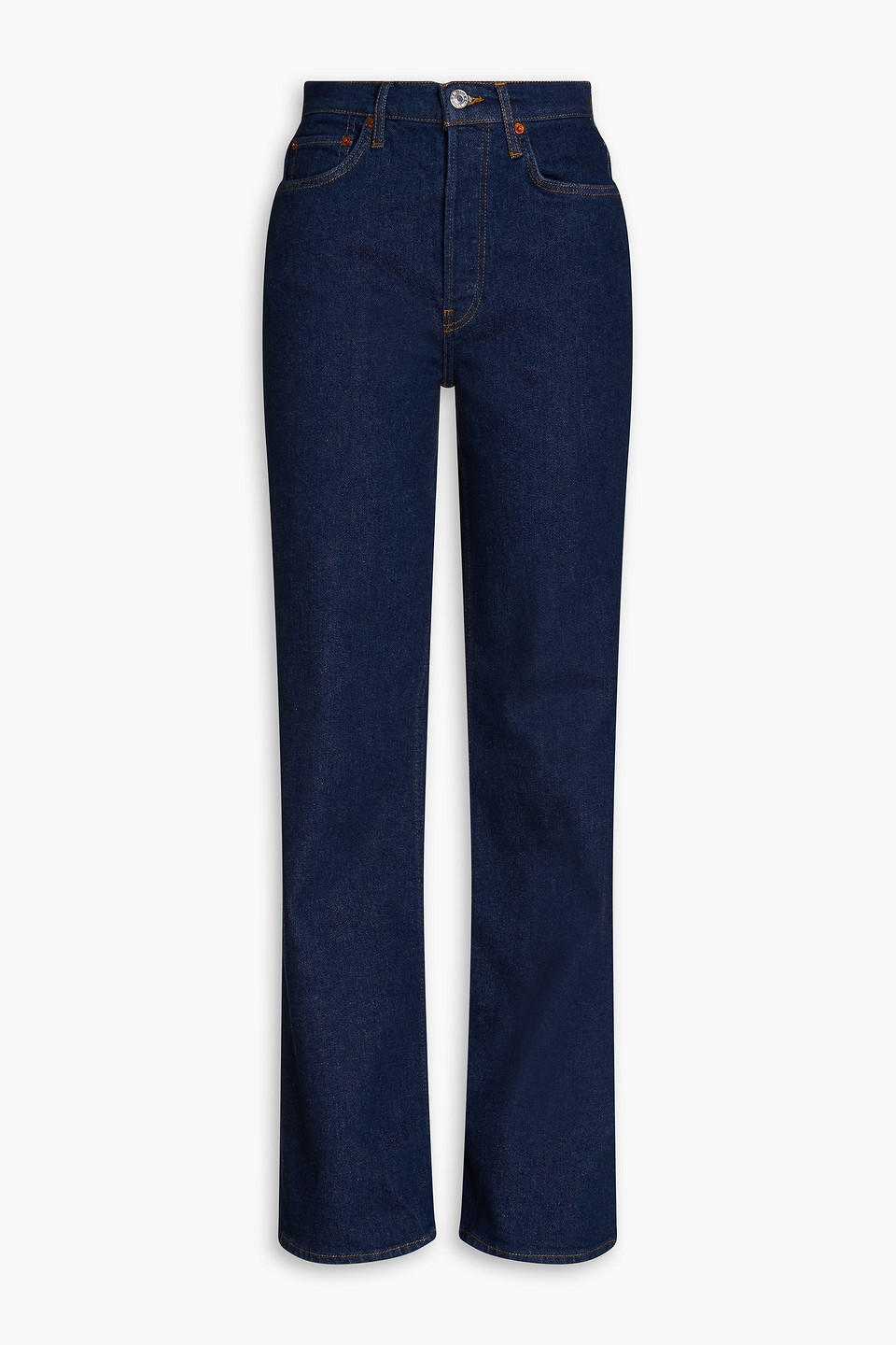 Re/done Hoch Sitzende Jeans Mit Weitem Bein In Ausgewaschener Optik In Dark Denim