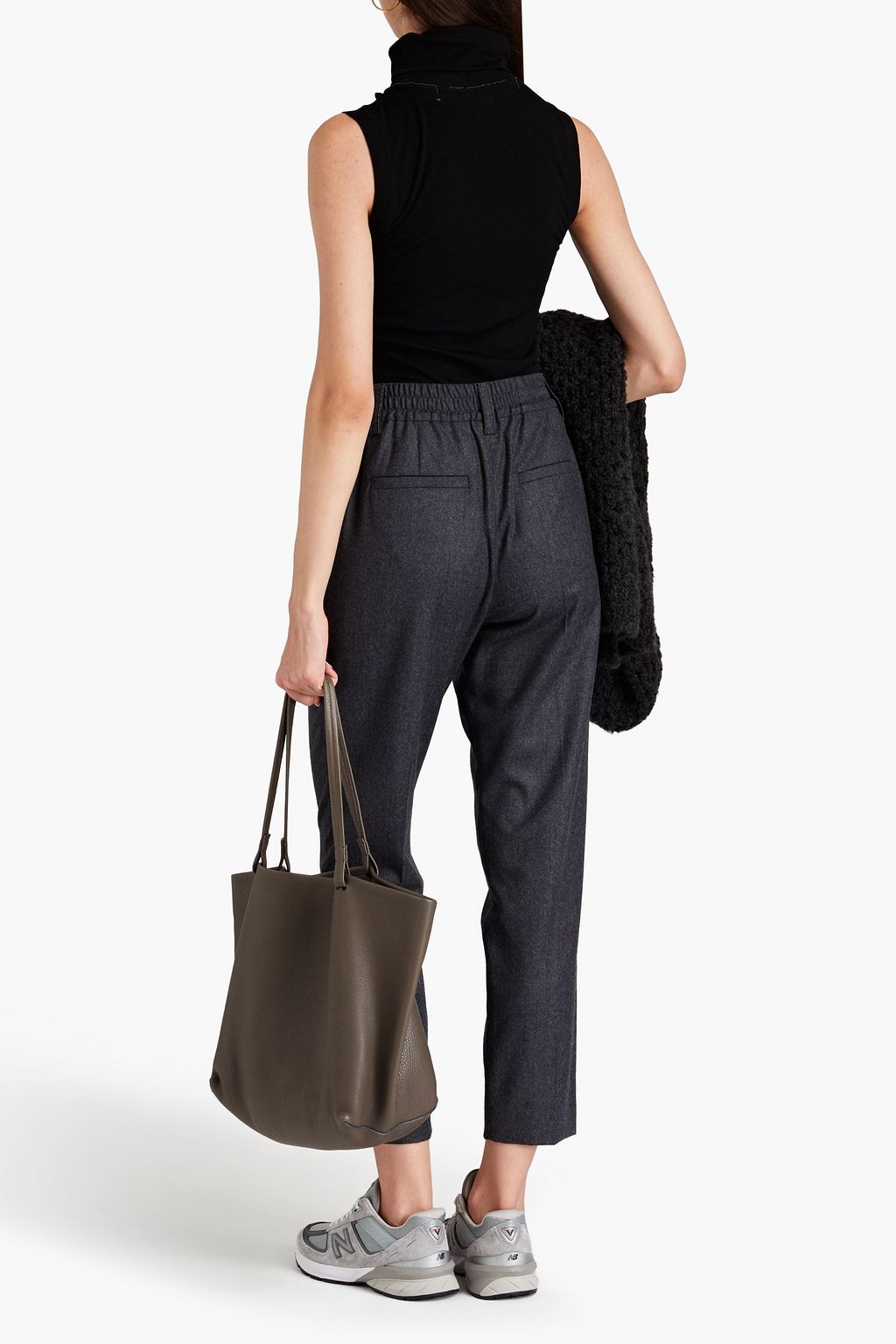 BRUNELLO CUCINELLI Cropped bead-embellished wool tapered pants