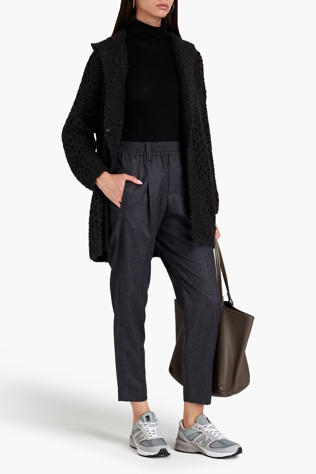 BRUNELLO CUCINELLI Cropped bead-embellished wool tapered pants