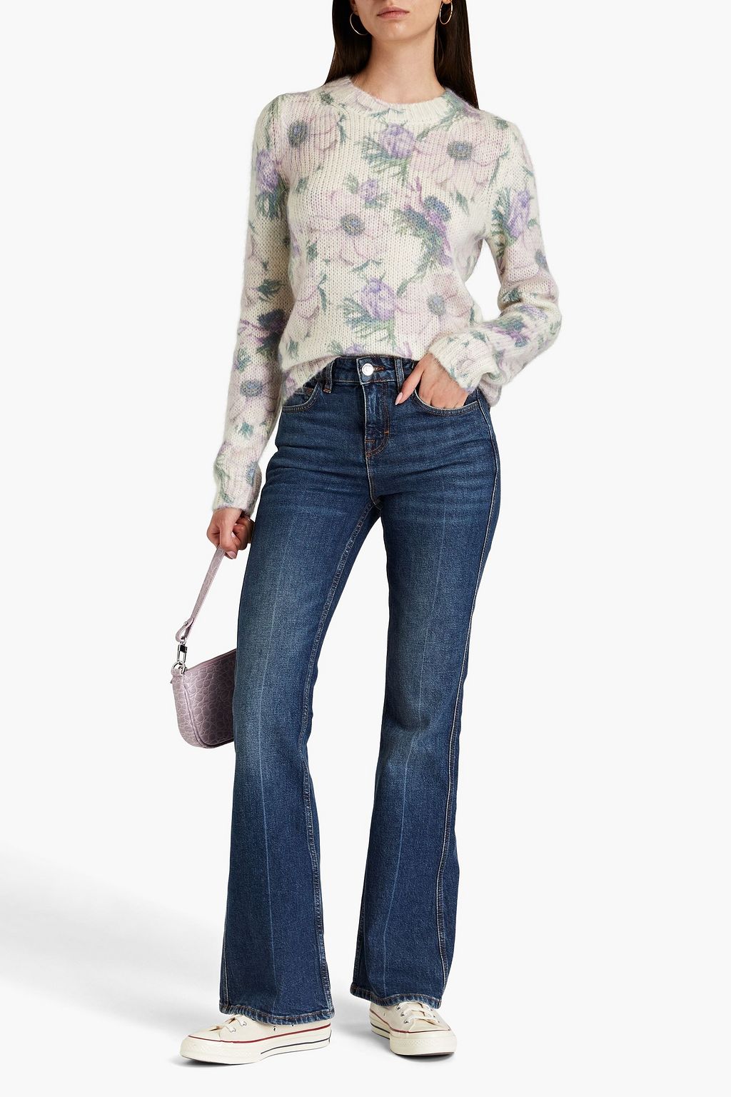 MAJE Floral-print knitted sweater